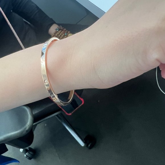 Cartier Love Diamond Bracelet in 18k Rose Gold, Small Model 0.15 CTW - Picture 5 of 6